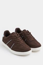 Chocolate Brown Panelled Trainers In Extra Wide EEE Fit