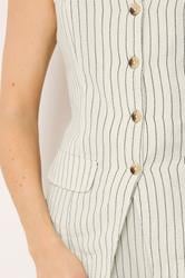 LTS Tall Women's Ivory White Pinstripe Linen Waistcoat | Long Tall Sally 5