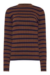 LTS Tall Chocolate Brown Striped Ribbed Jumper | Long Tall Sally 5