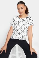 LTS Tall White Polka Dot Print T-Shirt | Long Tall Sally 1