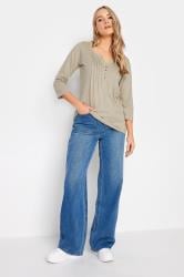 LTS Tall Womens Stone Brown Henley Top | Long Tall Sally 2