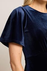 LTS Tall Navy Blue Velour Midi Tea Dress | Long Tall Sally 4