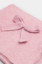 Dusky Pink Bow Detail Knitted Scarf | Yours Clothing 2