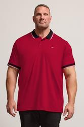 BadRhino Big & Tall Red Contrast Tipped Detail Polo Shirt | BadRhino 1