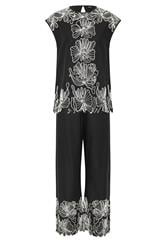 LTS Tall Women's Set Black Floral Embroidered Linen Top & Trousers Set | Long Tall Sally  8
