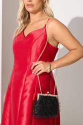 Black Eyelash Clutch Bag | Yours Clothing 2