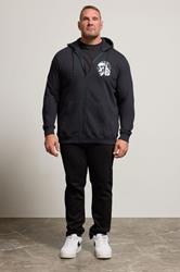 BadRhino Big & Tall Black Japanese 'Samurai' Zip Through Hoodie | BadRhino 2