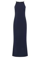 LTS Tall Navy Blue High Neck Midi Dress