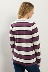 LTS Tall Ivory White Striped Jersey Polo Top | Long Tall Sally 3