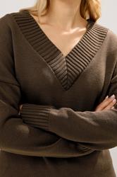 LTS Tall Chocolate Brown Knitted V-Neck Jumper | Long Tall Sally 4