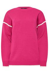 LTS Tall Hot Pink Piped Crew Neck Jumper | Long Tall Sally 5