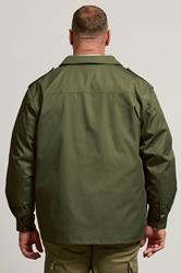 BadRhino Big & Tall Khaki Green Military Zip Through Overshirt | BadRhino 4