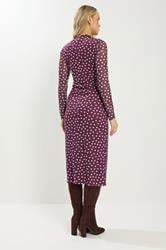 LTS Tall Berry Red Spot Mesh Long Sleeve Maxi Dress | Long Tall Sally 3