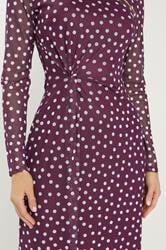 LTS Tall Berry Red Spot Mesh Long Sleeve Maxi Dress | Long Tall Sally 4