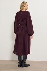 LTS Tall Purple Shirred Long Sleeve Midi Dress | Long Tall Sally 3