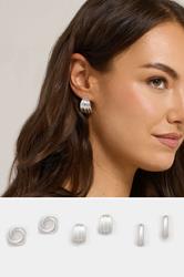 3 PACK Silver Tone Twist Hoop Earrings | Yours Clothing 1