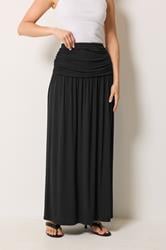 LTS Tall Women's Black Ruched Waist Maxi Skirt | Long Tall Sally 1