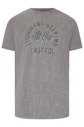 BadRhino Big & Tall Grey Acid Wash 'Castrol' Bike Graphic T-Shirt