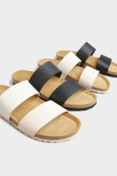 LTS Black Leather Two Strap Footbed Sandals In Standard Fit | Long Tall Sally 7