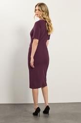 LTS Tall Berry Red Tailored Button Midi Dress | Long Tall Sally 3