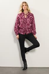 LTS Tall Dark Pink Paisley Button Tie Blouse | Long Tall Sally 2