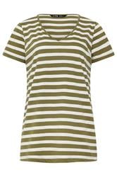 LTS Tall 2 PACK Coral Orange & Khaki Green Stripe T-Shirts | Long Tall Sally 2