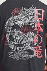 BadRhino Big & Tall Black Dragon Graphic Acid Wash T-Shirt | BadRhino 4