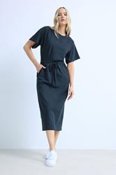 LTS Tall Women's Navy Blue Raglan Tie Waist Midi Dress | Long Tall Sally 1