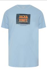 JACK & JONES Big & Tall 3 PACK Blue Branded Logo Print T-Shirts | BadRhino 4