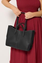 Black Faux Leather Slouchy Shoulder Bag | Yours Clothing 1