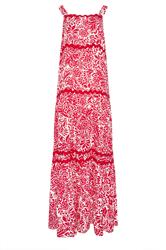 LTS Tall Red Floral Contrast Swirl Maxi Dress
