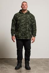 BadRhino Big & Tall Dark Green Camo Print Zip Through Hoodie | BadRhino 2
