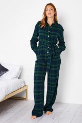 LTS Tall Women's Navy Blue & Green Woven Check Christmas Onesie | Long Tall Sally 1