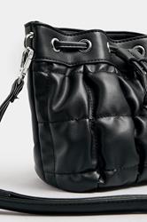 Black Faux Leather Quilted Bucket Bag | Yours Clothing 4