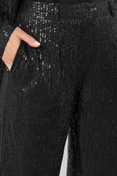 LTS Tall Black Embellished Wide Leg Trousers | Long Tall Sally 4