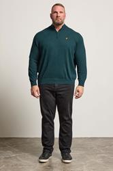 LYLE & SCOTT Big & Tall Teal Blue Quarter Zip Jumper | BadRhino 2