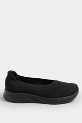 Black Slip On Knit Trainers In Extra Wide EEE Fit | Yours Clothing 2