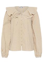 LTS Tall Women's Brown Cotton Gingham Check Collar Shirt | Long Tall Sally 2