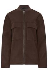 LTS Tall Chocolate Brown Brushed Pocket Bomber Jacket | Long Tall Sally 5