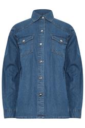 LTS Tall Blue Denim Mid Wash Shirt | Long Tall Sally 7