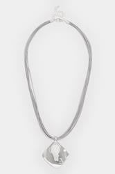 Silver Tone Cord Pendant Necklace | Yours Clothing 2