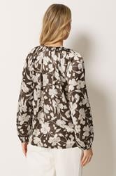 LTS Tall Women's Natural Brown Floral Satin Top | Long Tall Sally 2