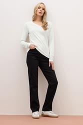 LTS PREMIUM Tall White Long Sleeve V-Neck Top | Long Tall Sally 2