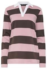 LTS Tall Chocolate Brown & Pink Stripe Rugby Sweatshirt