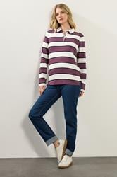 LTS Tall Ivory White Striped Jersey Polo Top | Long Tall Sally 2