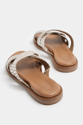 Gold Woven Cross Strap Footbed Sandals In Wide E Fit | Yours Clothing 4