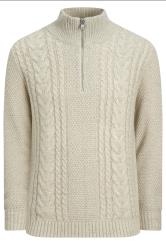 JACK & JONES Big & Tall Natural Cream Half Zip Cable Knit Jumper | BadRhino 2