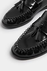 LTS Black Patent Tassel Flat Loafers | Long Tall Sally 4