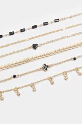 6 PACK Gold Tone Chain Bracelet Set | Yours Clothing 3