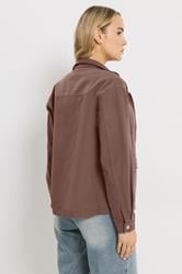 LTS Tall Women's Chocolate Brown Cotton Funnel Neck Jacket | Long Tall Sally 2